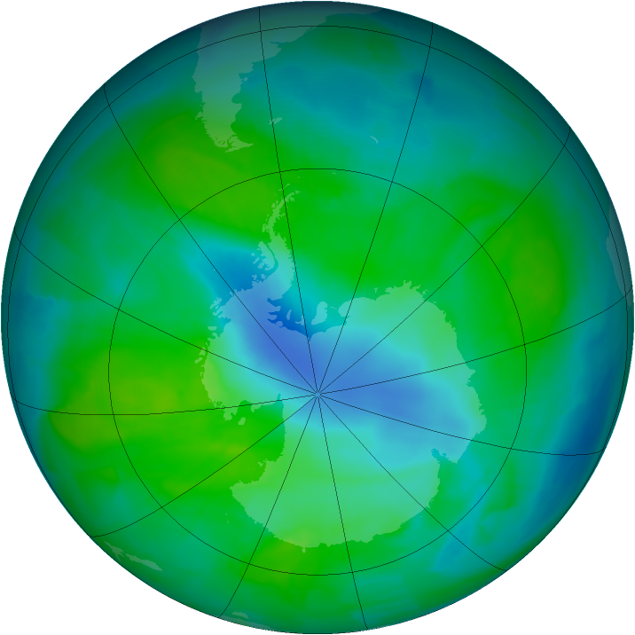 Antarctic ozone map for 20 December 2011